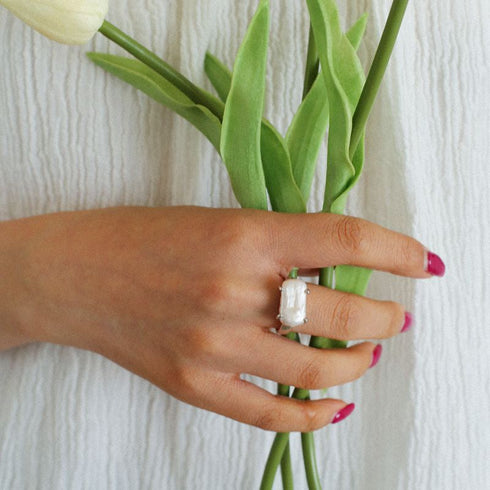 Modern Rectangle Baroque Stacking Rings - Zafari Studio Jewelry